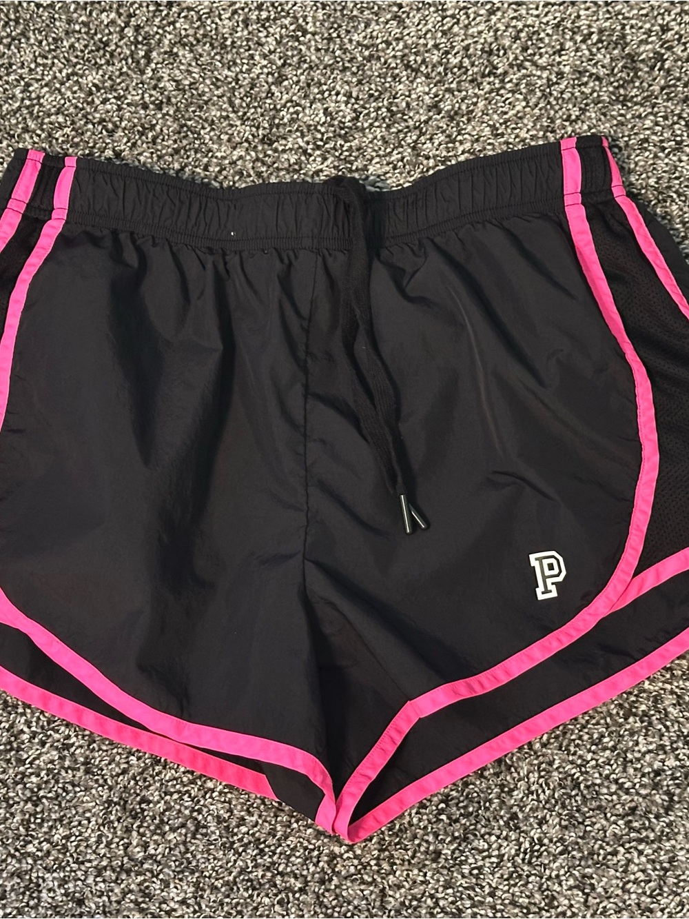 Victoria's Secret PINK Black Athletic Shorts with Hot Pink Trim